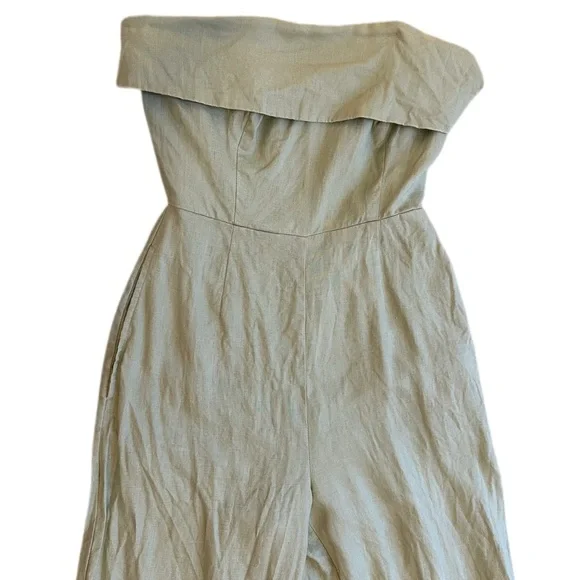 NICHOLASSage Green Strapless 100% Linen Jumpsuit